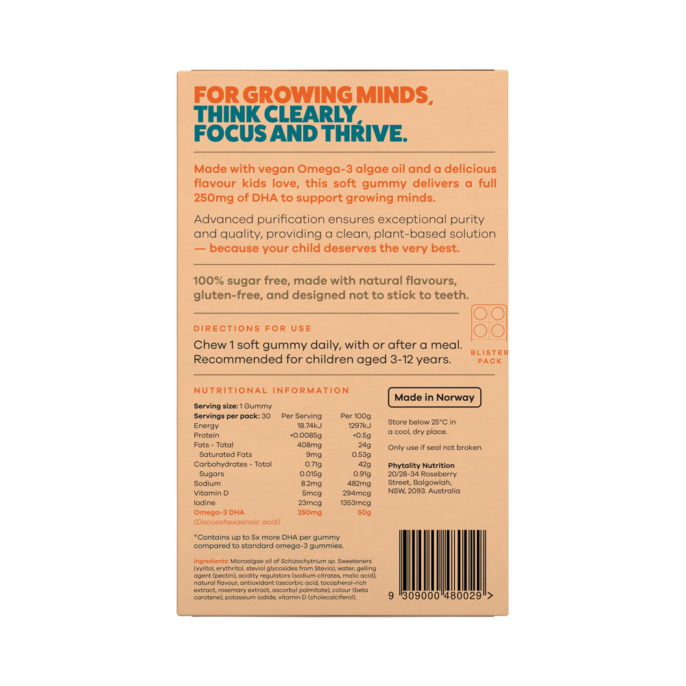 PHYTALITY KIDS CLEAN OMEGA-3 DHA GUMMIES TANGERINE 30PK