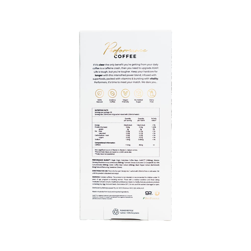 Before You Speak Performance Coffee Assorted 4.5g x 30 Pack (contains: 10 x OG Caramel & Cinnamon Spice)