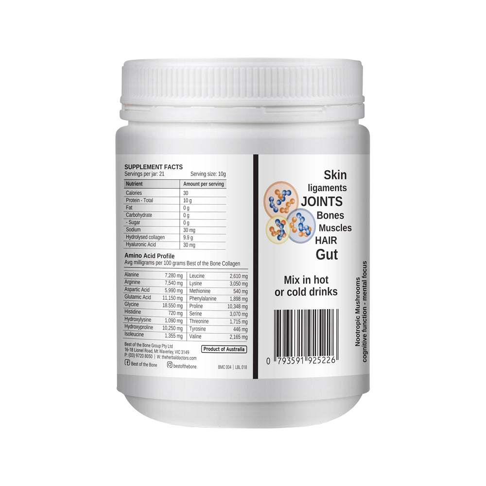 Best of the Bone Healing Multi-Collagen Protein Powder Adaptogen-Stress Blend (Organic Healing Mushrooms: Lions Mane Reishi Shiitake)