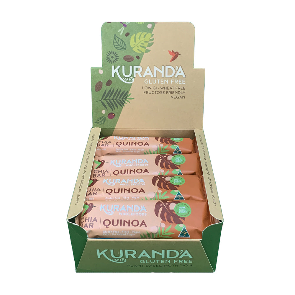 Kuranda Wholefoods Gluten Free Chia Bars Chia & Quinoa 40g x 16 Displa