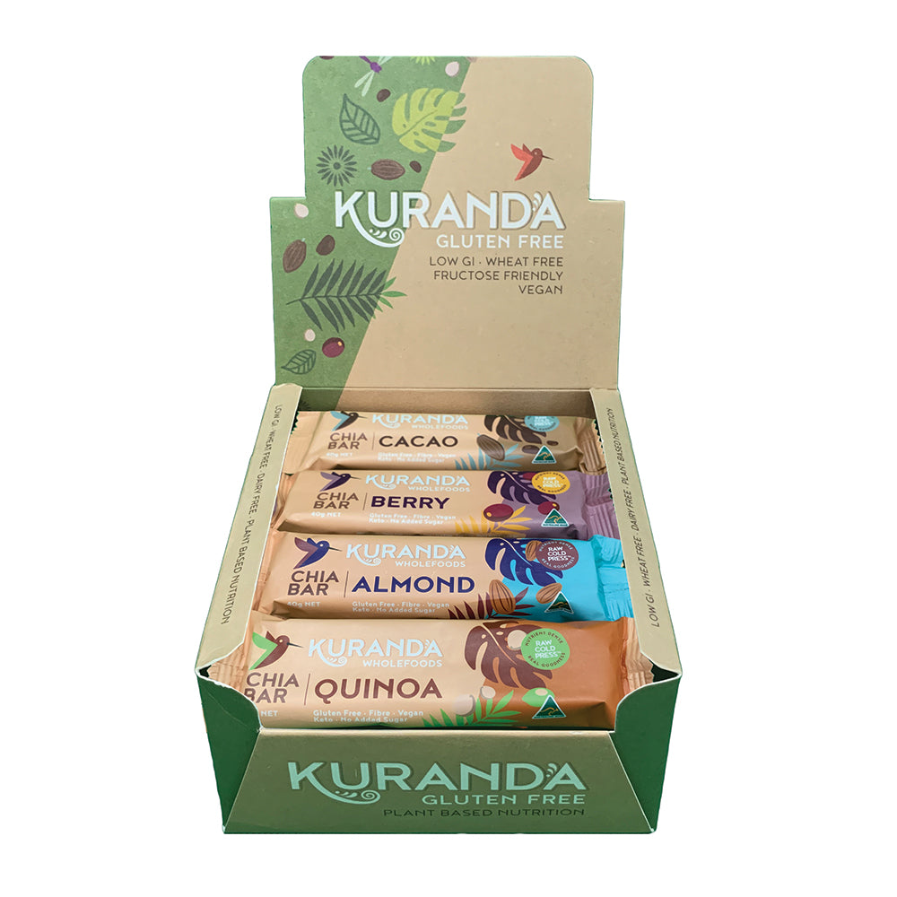 Kuranda Wholefoods Gluten Free Chia Bars Mixed 40g x 16 Display (conta
