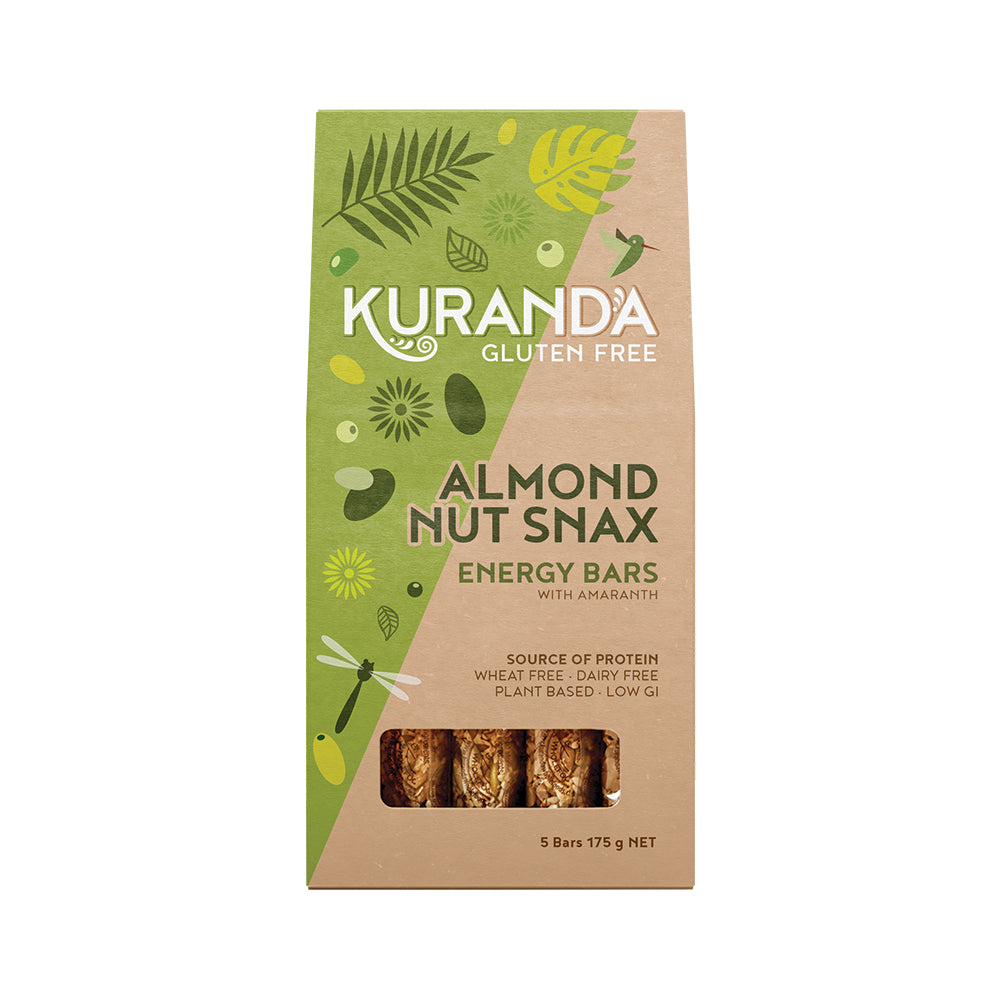 Kuranda Wholefoods Gluten Free Energy Bars Almond Nut Snax 35g x 5 Pac