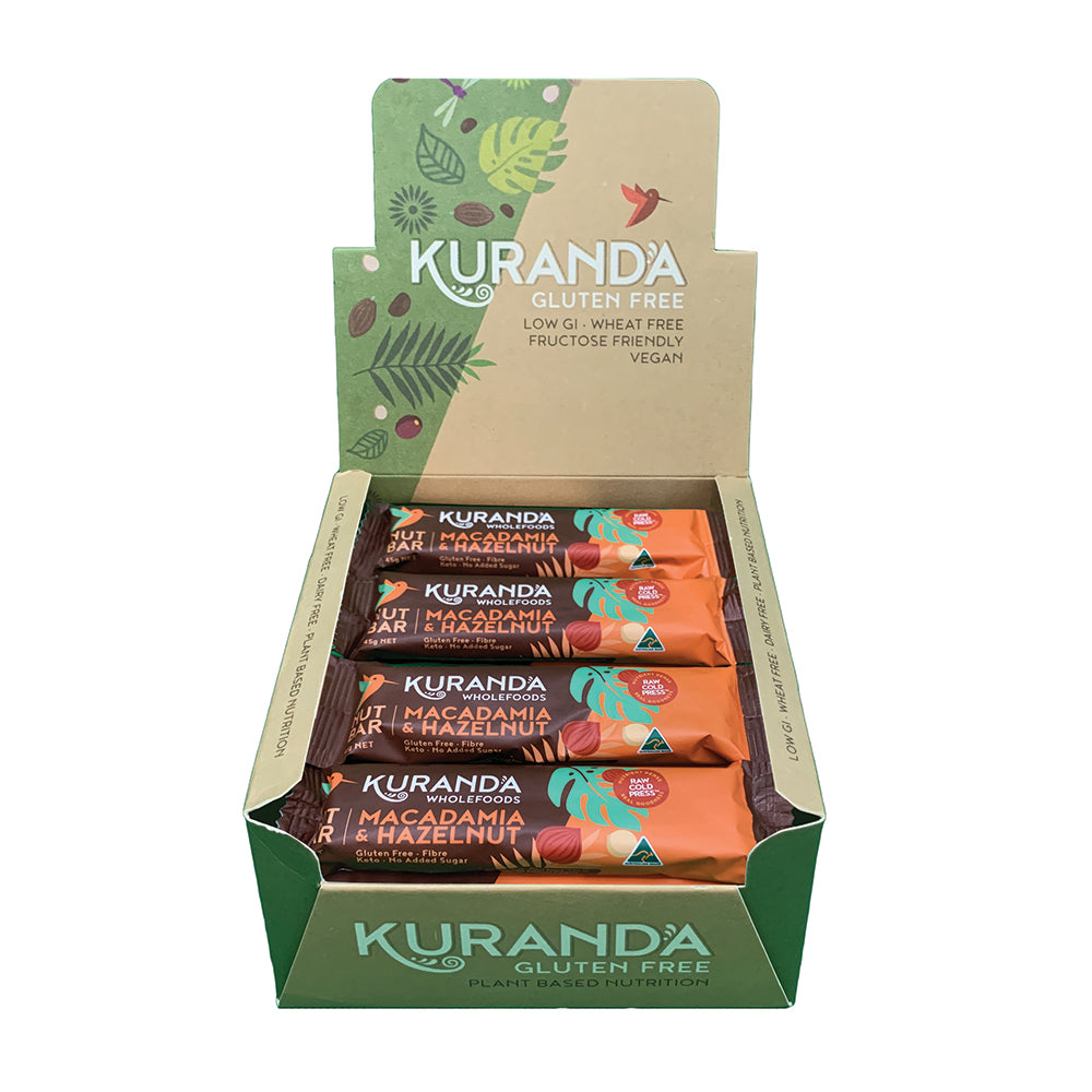 Kuranda Wholefoods Gluten Free Nut Bars Macadamia & Hazelnut 45g x 16