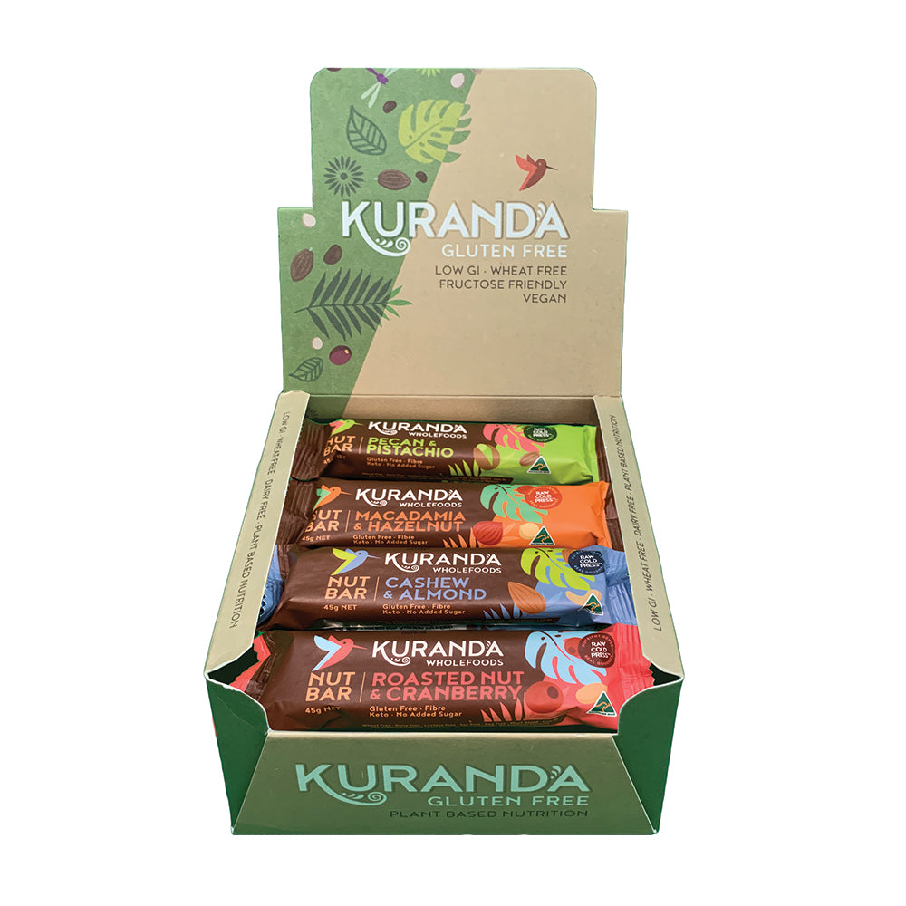 Kuranda Wholefoods Gluten Free Nut Bars Mixed 45g x 16 Display (contai