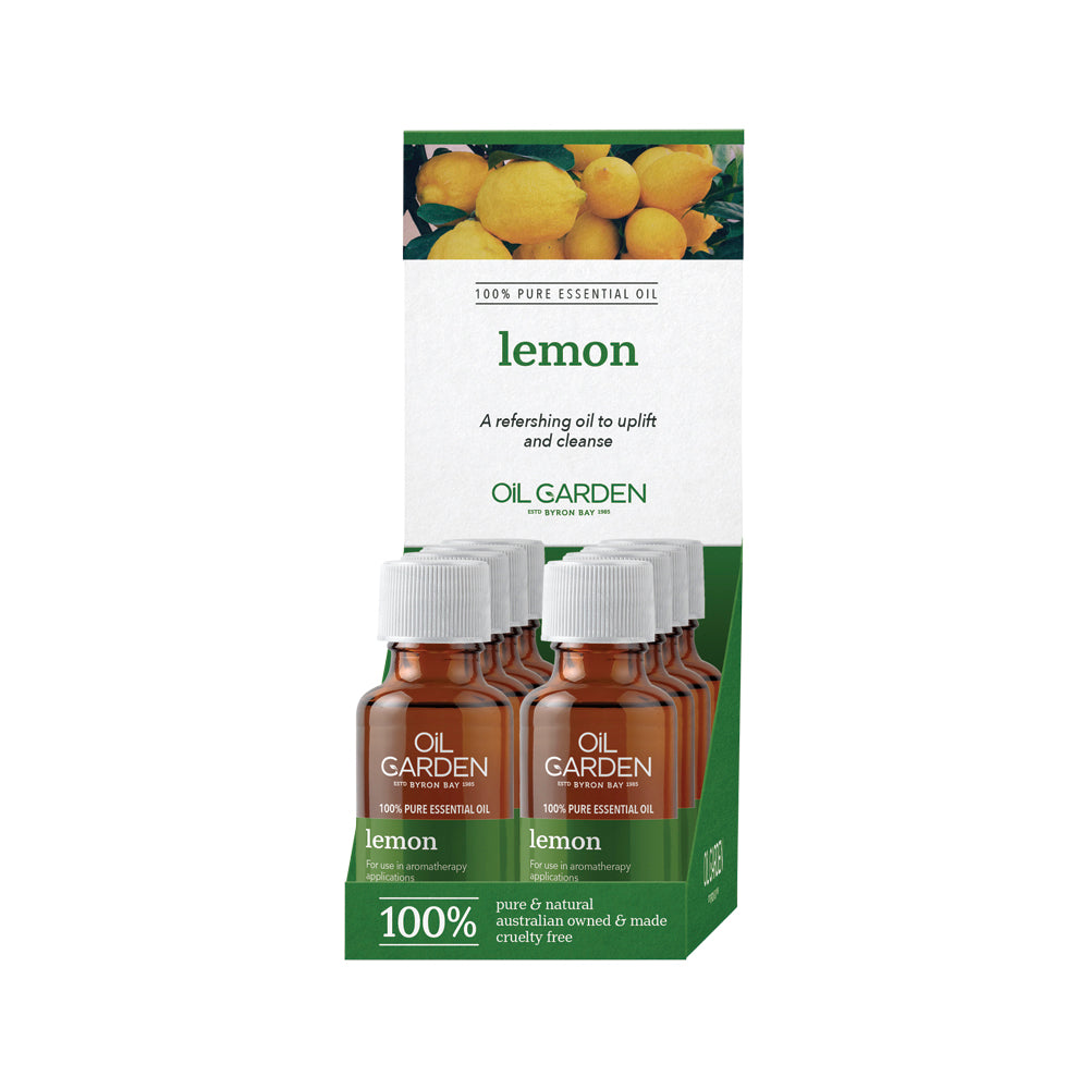 Oil Garden Essential Oil Lemon 25ml x 8 Display The Vitamins Shoppe