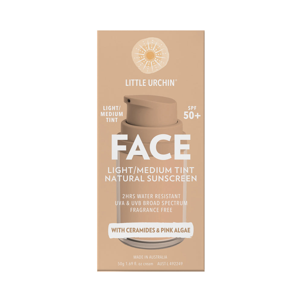 Laughlin Sunscreen LITTLE URCHIN FACE LIGHT/MEDIUM TINT NATURAL SUNSCREEN SPF 50+ PUMP 50 ...