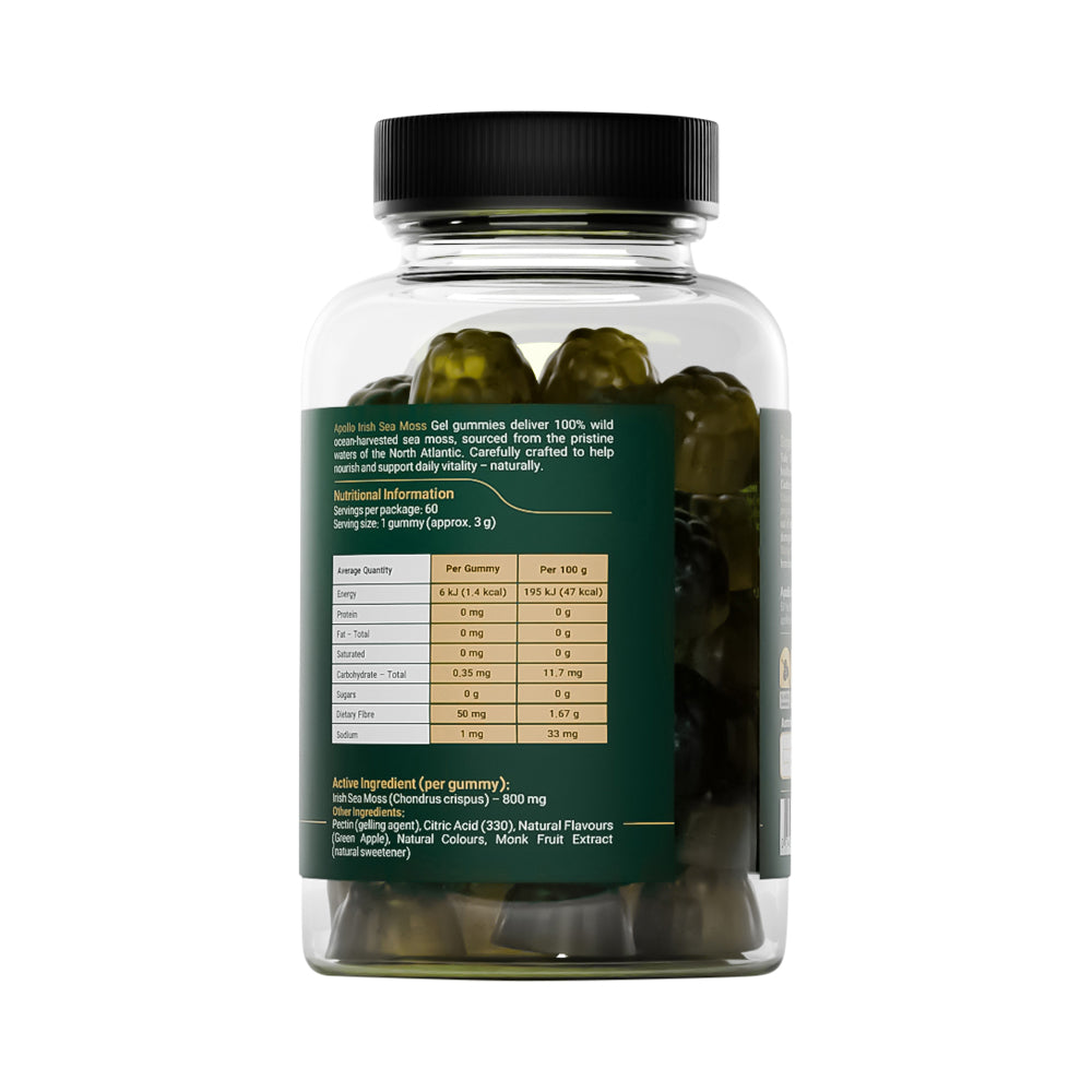 APOLLO IRISH SEA MOSS GUMMIES GREEN APPLE 60PK
