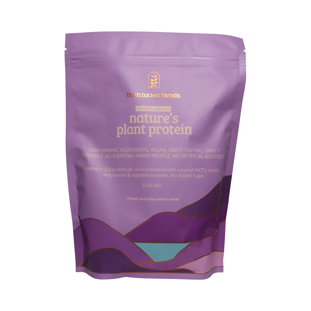BUSH TUCKER BLENDS NATURES PLANT PROTEIN NATURAL VANILLA 525G