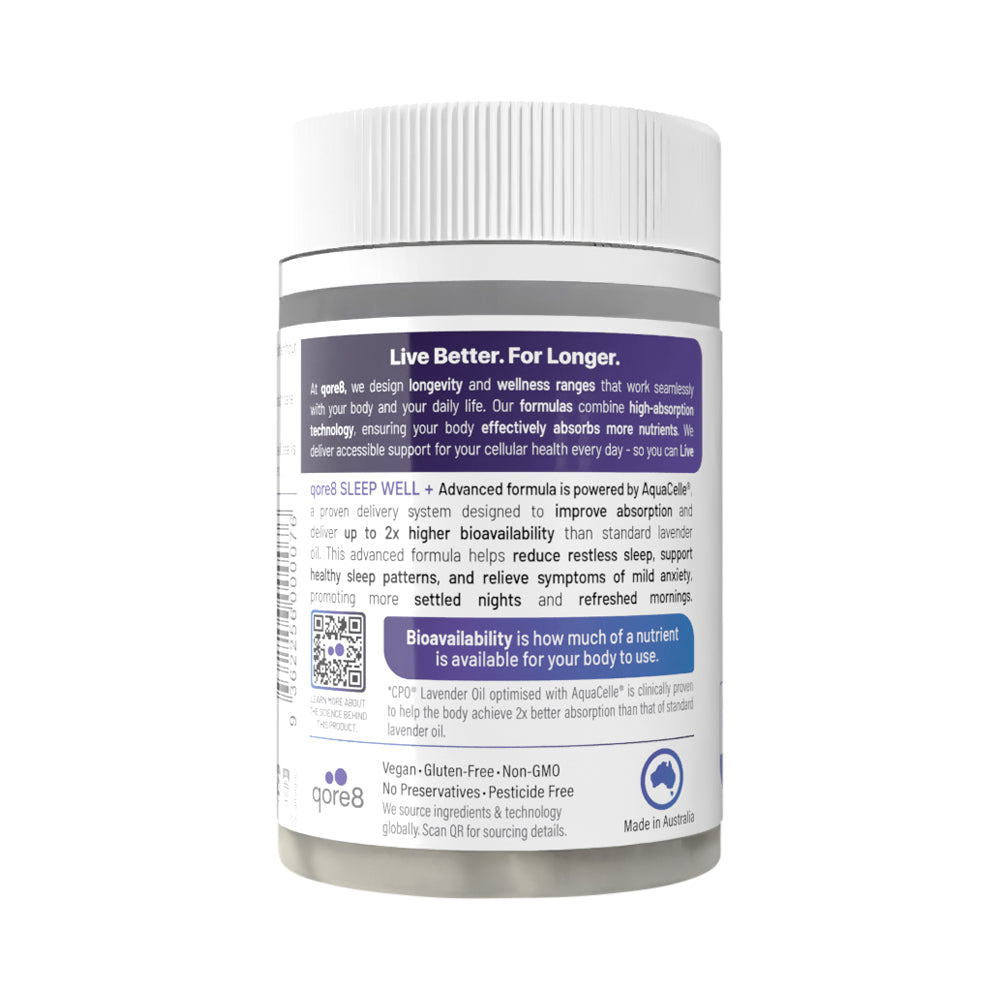 QORE8 SLEEP WELL + LAVENDER OIL 80MG 30VC