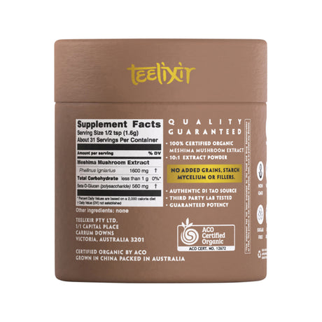 Teelixir Organic Meshima Mushroom (Immune Support Adaptogen) 50g