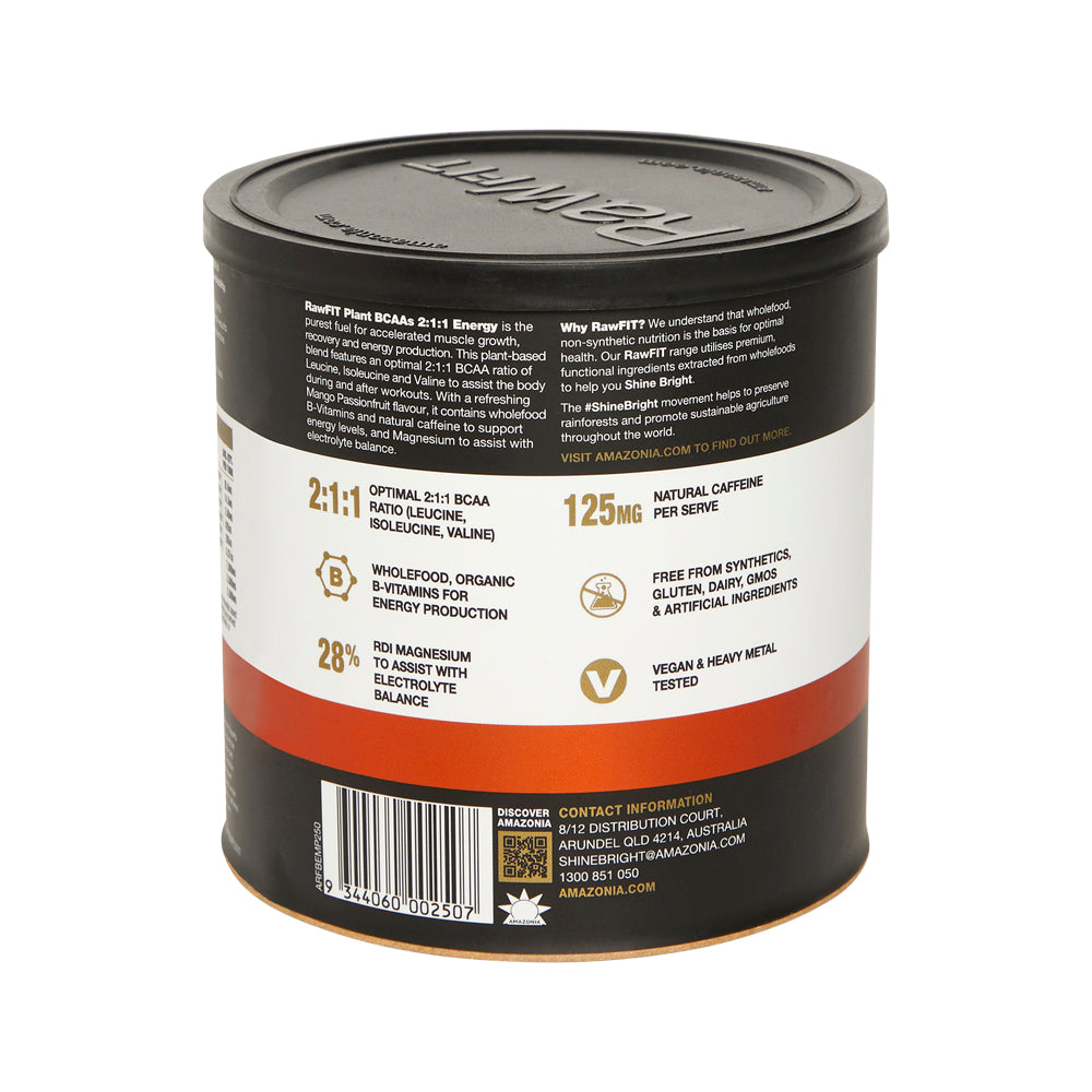 Amazonia RawFIT Plant BCAAs 2:1:1 Energy Mango Passionfruit 250g