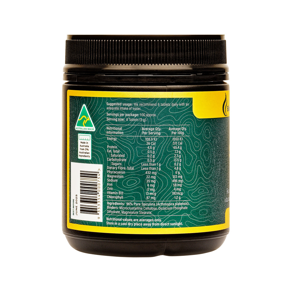 BioGenesis Natural Australia (Travel Friendly) Spirulina Californian Desert Grown 500mg 600t