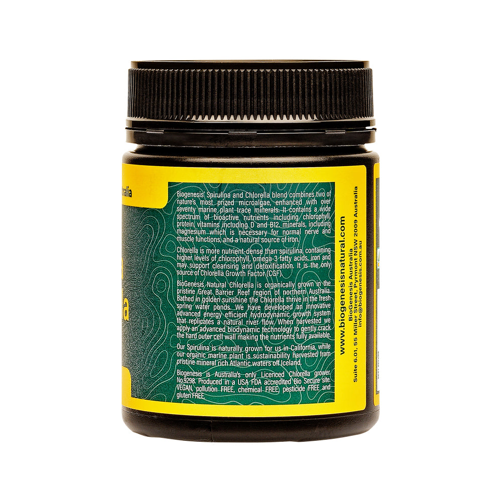 BioGenesis Natural Australia (Travel Friendly) Nature's Purest Spirulina & Chlorella with Organic Marine Plant Minerals 500mg 300t