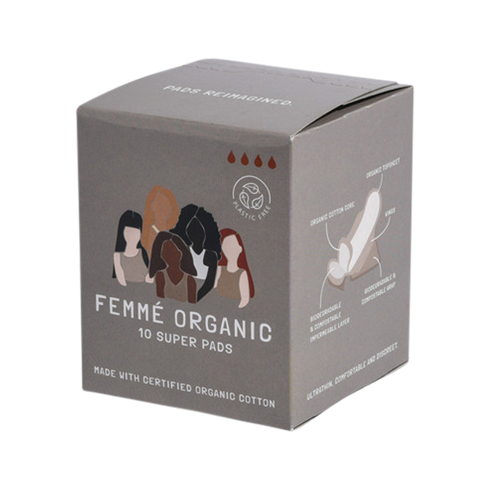 Femme Organic Organic Cotton Pads Super x 10 Pack