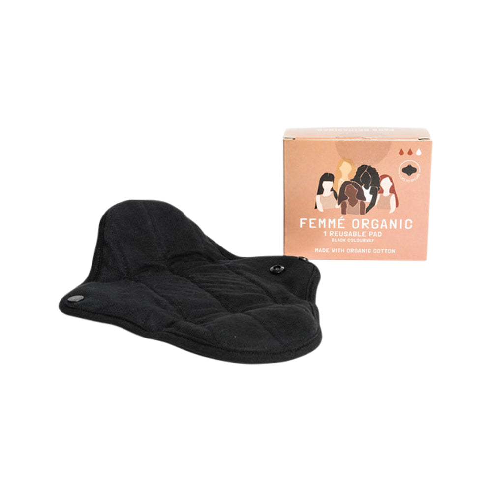 Femme Organic Organic Cotton Reusable Pad Black