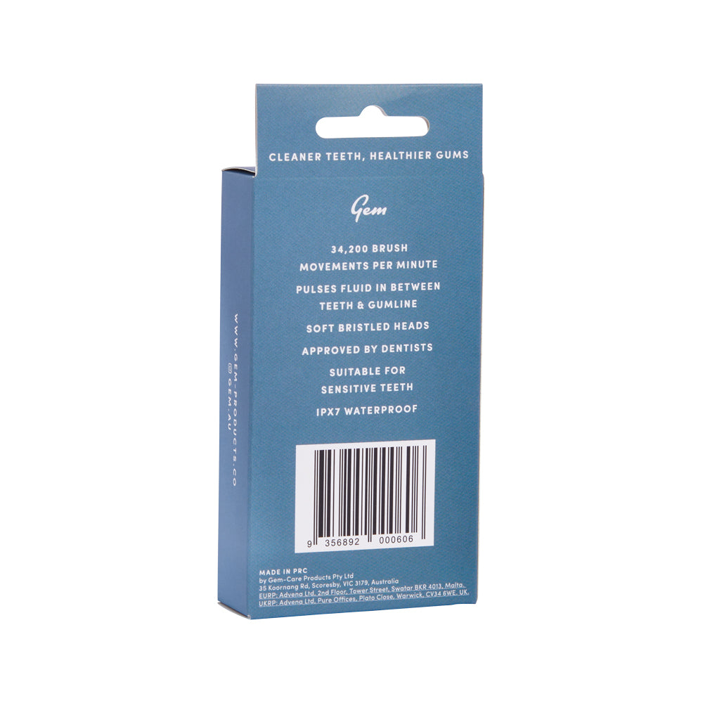 Gem Electric Toothbrush Replacement Heads Mint Green x 2 Pack