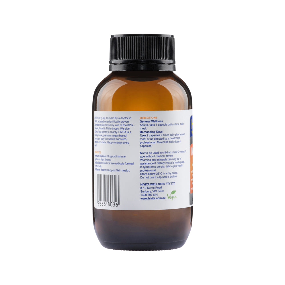 HiVita Wellness Immune Boost (High Potency C, D3 & Zinc) 120vc