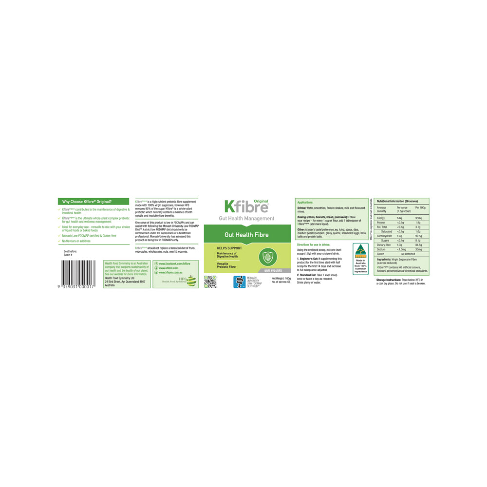 Kfibre Original Gut Health Fibre Unflavoured Tub 100g