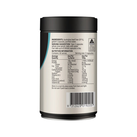 Melrose Origins Energy & Wellbeing (Grass Fed Beef Liver 1000mg) 120c