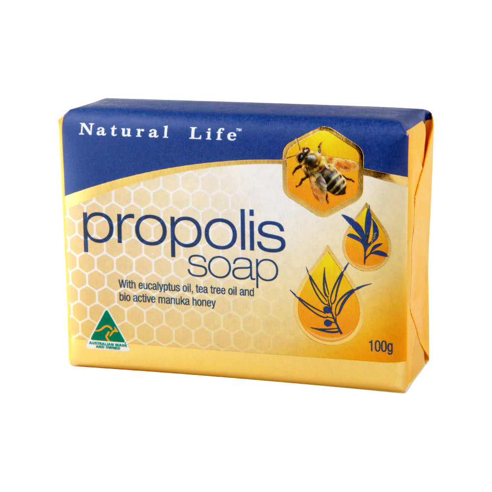 Natural Life Propolis Soap with Eucalyptus, Tea Tree Oil & Bio Active Manuka Honey 100g x 24 Display