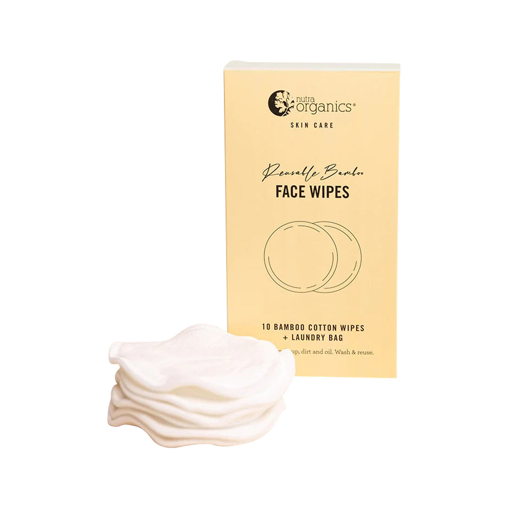 Nutra Organics Reusable Bamboo Face Wipes x 10 Pack