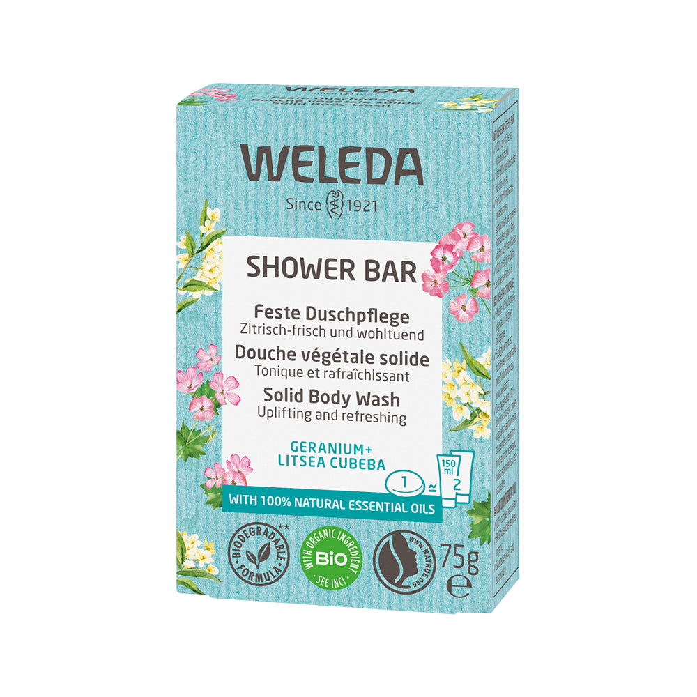 Weleda Organic Shower Bar (Solid Body Wash) Geranium + Litsea Cubeba 75g